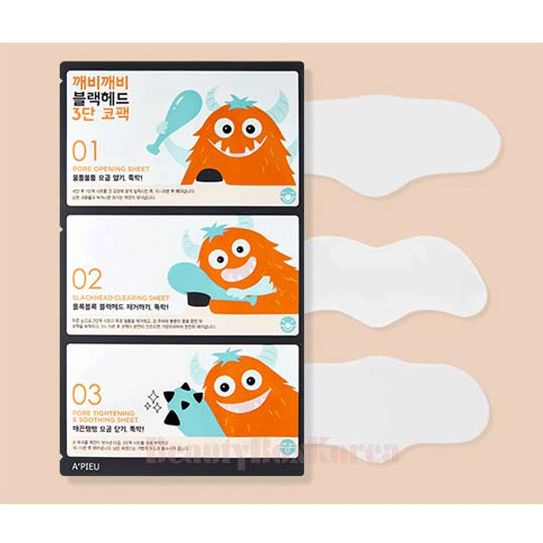 A'PIEU Goblin Blackhead 3-Step Nose Pack 3ea - KLO