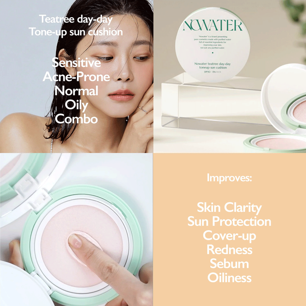 NOWATER Teatree Day-Day Toneup Sun Cushion Refill Only 25g - 2 Colors - KLO