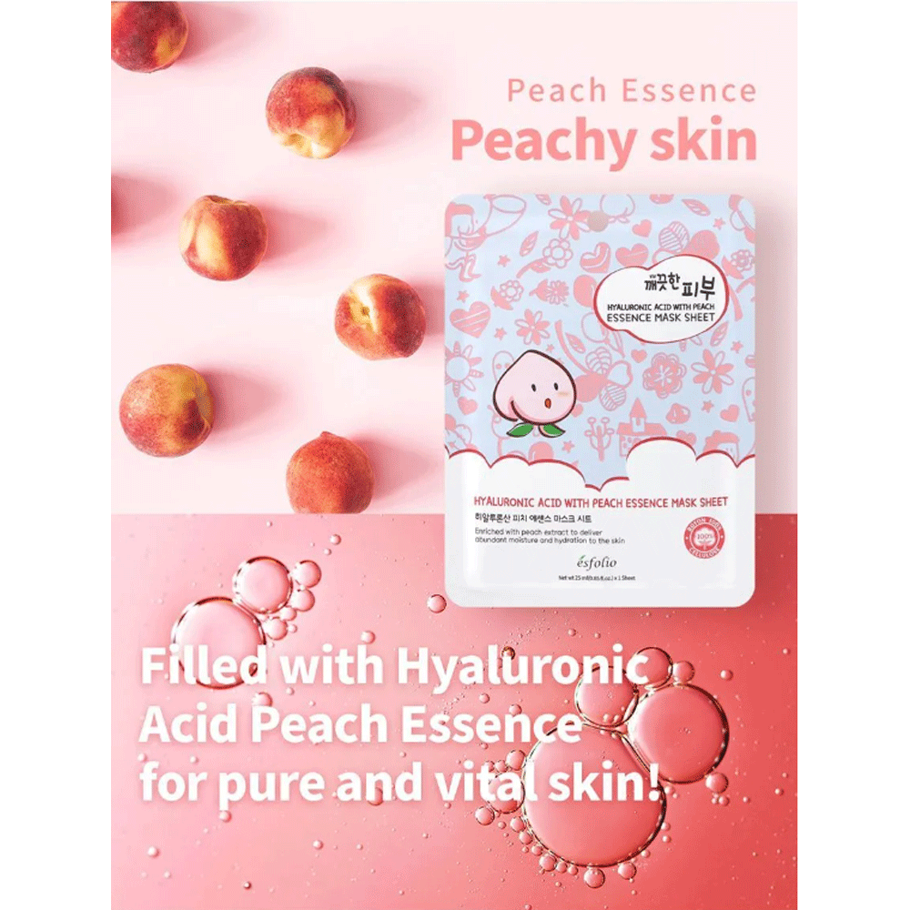 (NEWA) esfolio Hyaluronic Acid With Peach Essence Mask Sheet 25ml * 10pcs - KLO