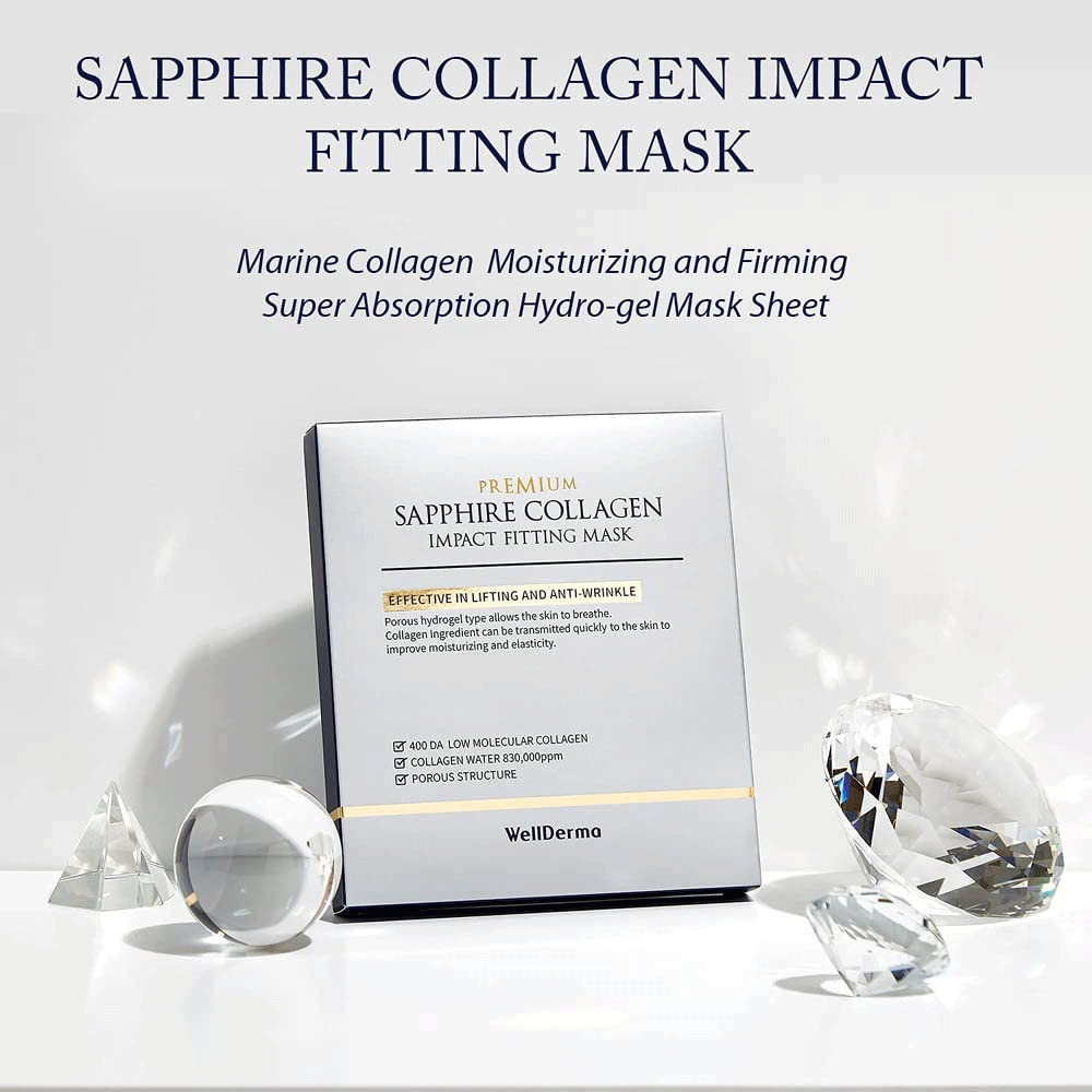 (NEWA) WellDerma Premium Sapphire Collagen Impact Fitting Mask 25g *4 pcs