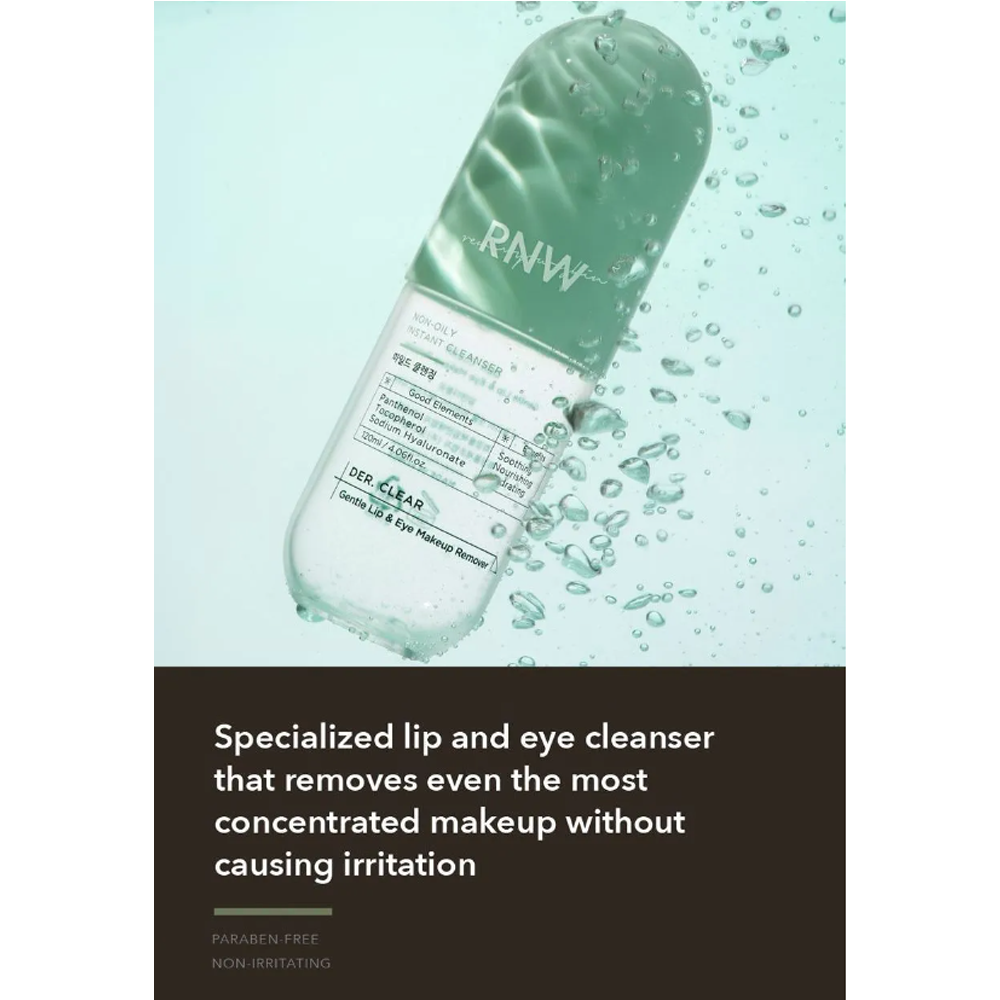 RNW DER. CLEAR Gentle Lip & Eye Makeup Remover 120ml - DODOSKIN