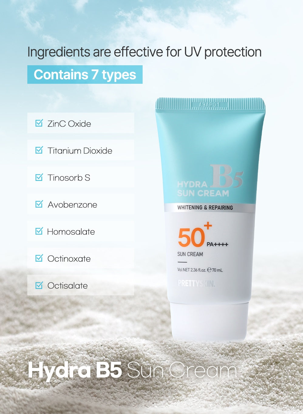 Pretty skin Hydra B5 Sun Cream 70ml - DODOSKIN