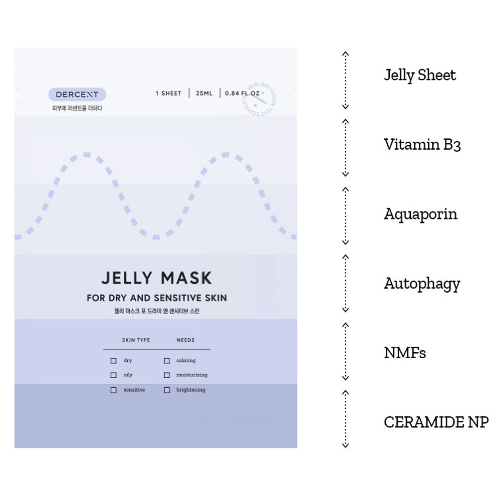 DERCENT Jelly Mask for Dry And Sensitive Skin 25ml - KLO