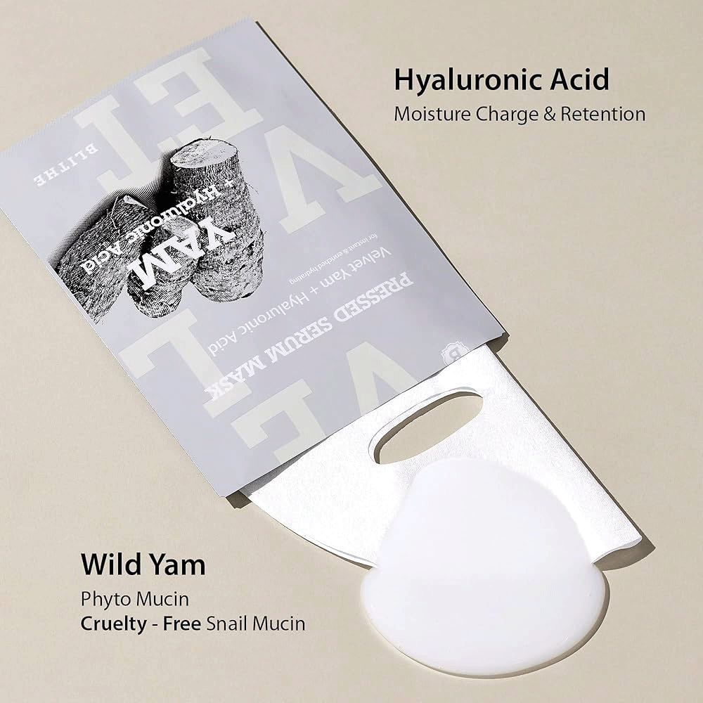 BLITHE Pressed Serum Mask Velvet Yam + Hyaluronic Acid 22g (1ea) - KLO