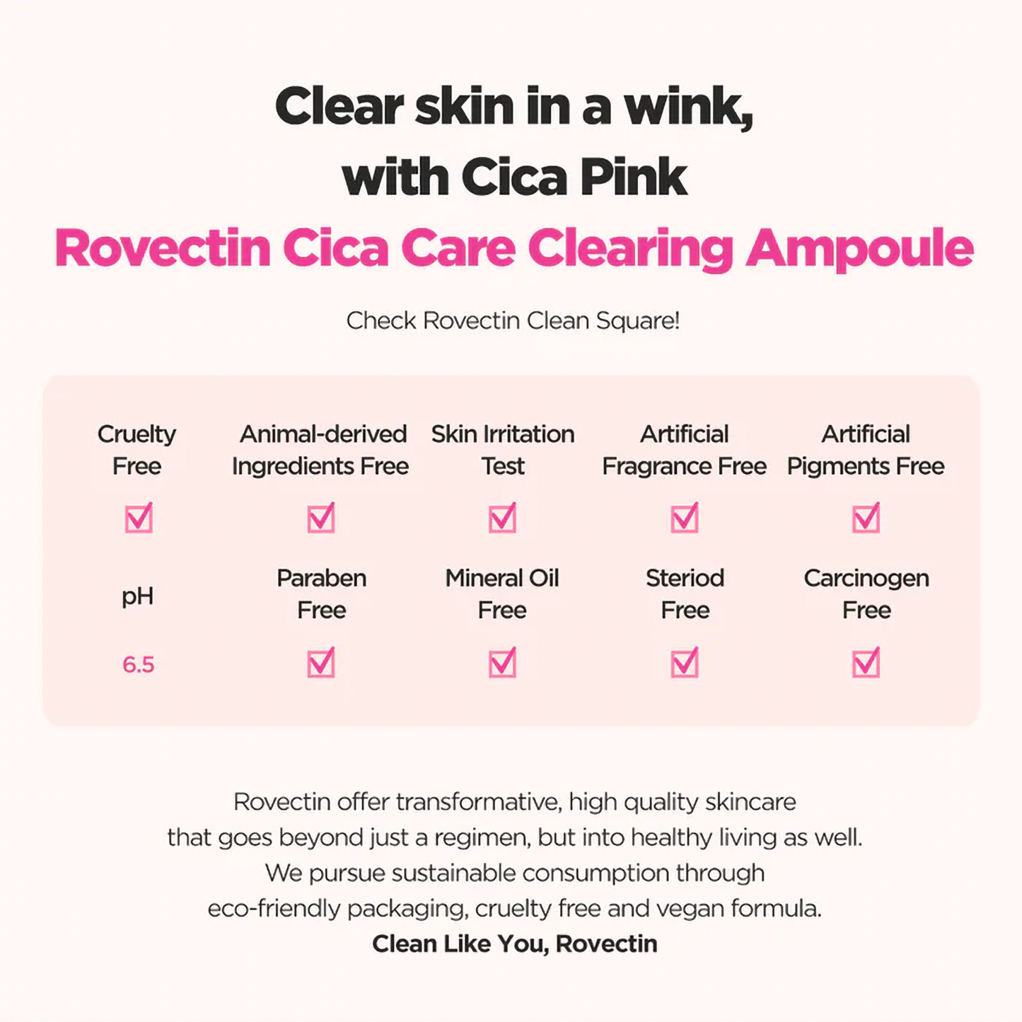 ROVECTIN Skin Essentials Cica Care Clearing Ampoule 30ml - KLO