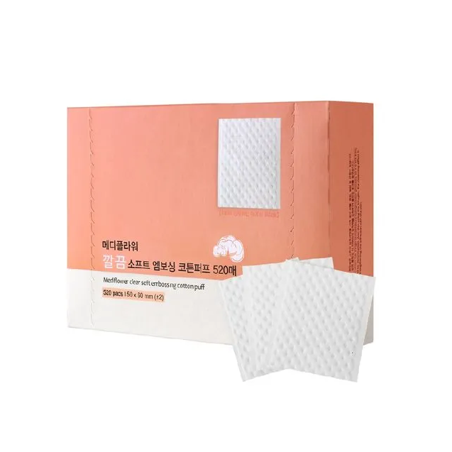 MediFlower Clear Soft Embossing Cotton Puff 520 pads - KLO