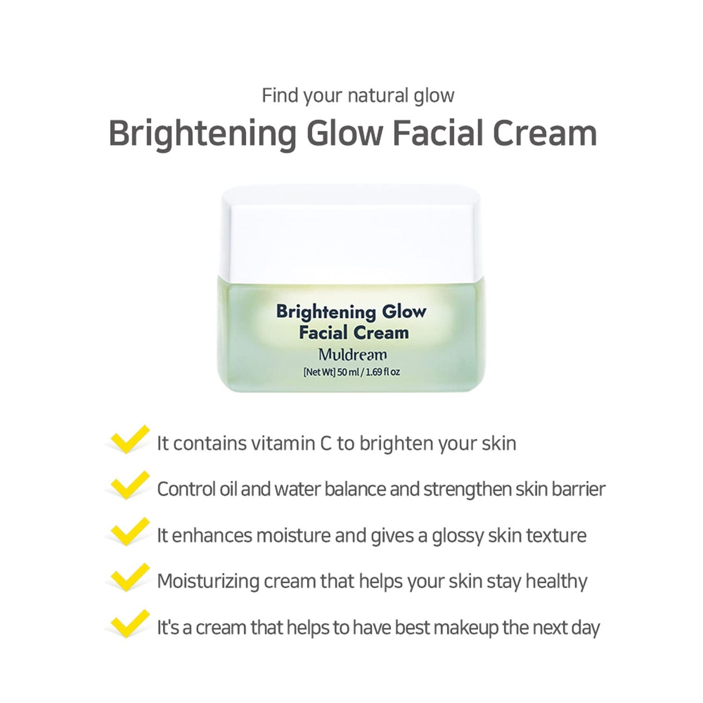 Muldream Brightening Glow Facial Cream 50ml