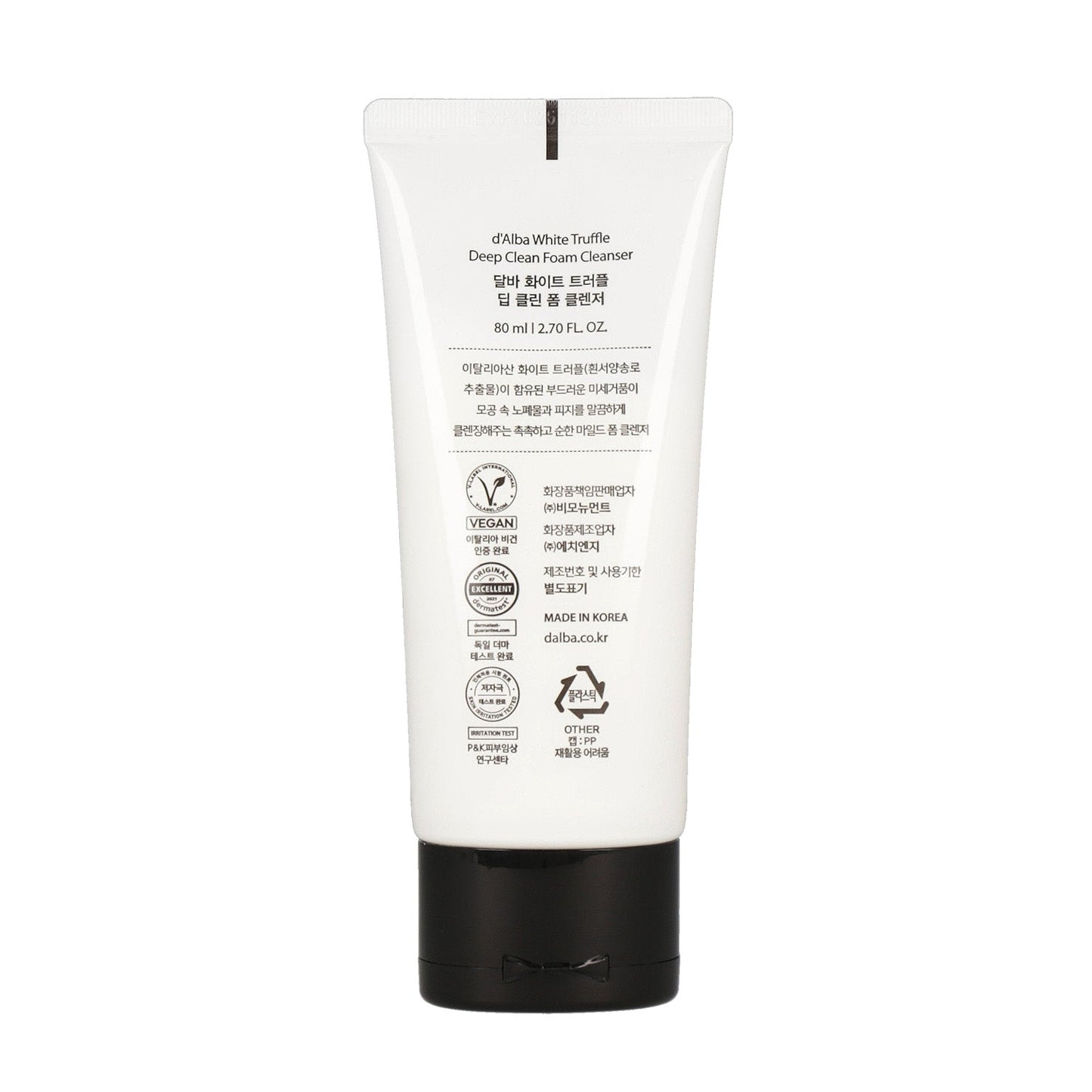d'Alba White Truffle Deep Clean Foam Cleanser 80ml - DODOSKIN