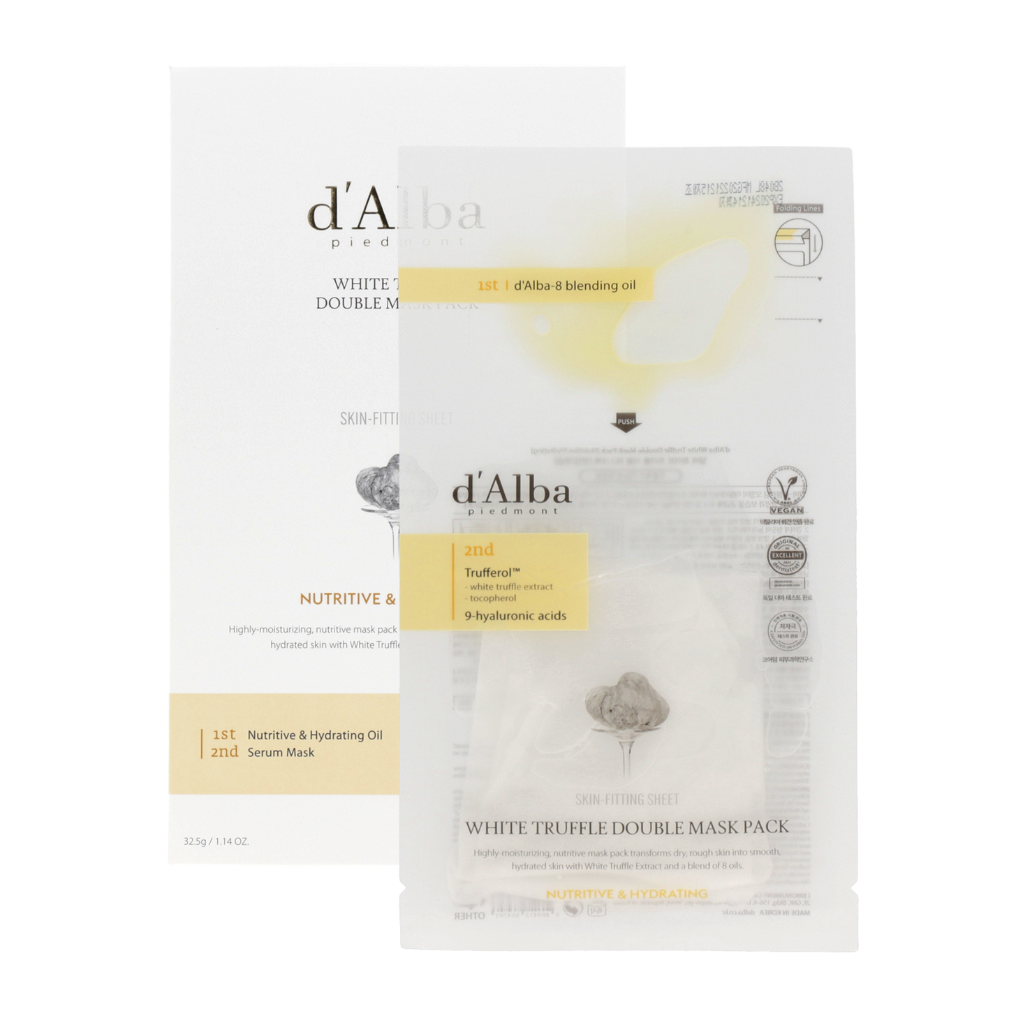 D'ALBA White Truffle Double Mask Pack (Nutritive) 32.5g x 4ea - DODOSKIN