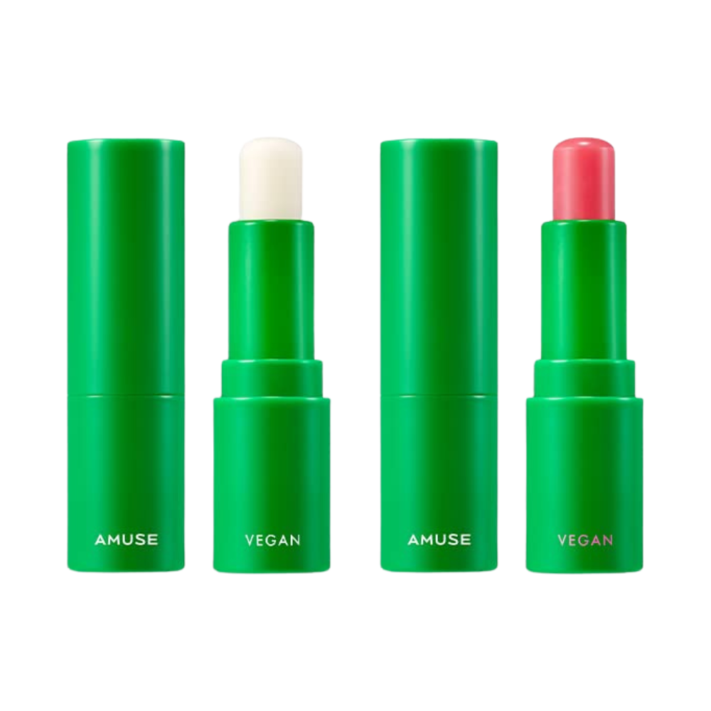 AMUSE Vegan Green Lip Balm 3.5g on white background.