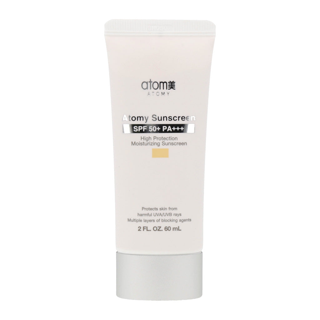 Atomy Sunscreen Beige SPF50+ PA+++ 60ml: A beige sunscreen with high sun protection factor (SPF50+) and PA+++ rating. 60ml size.