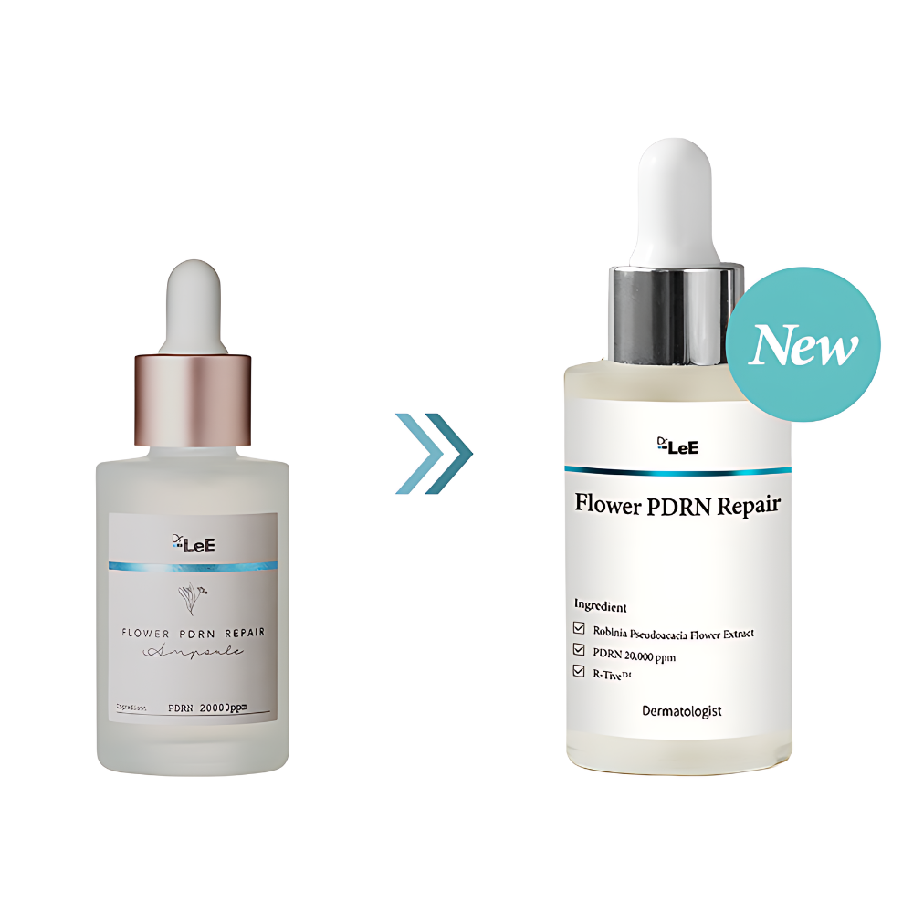 Image of 'flower pfinn repair serum' by Dr. LeE, a PDRN Repair Barrier Ampoule in a 50ml bottle.