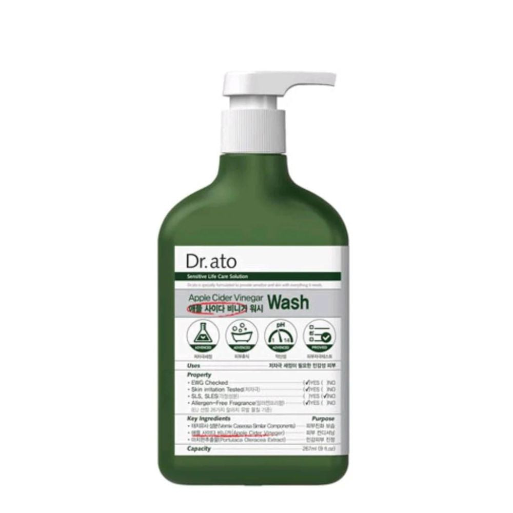The Dr.ato Apple Cider Vinegar Wash 267ml is a versatile cleansing product designed for both face and body.