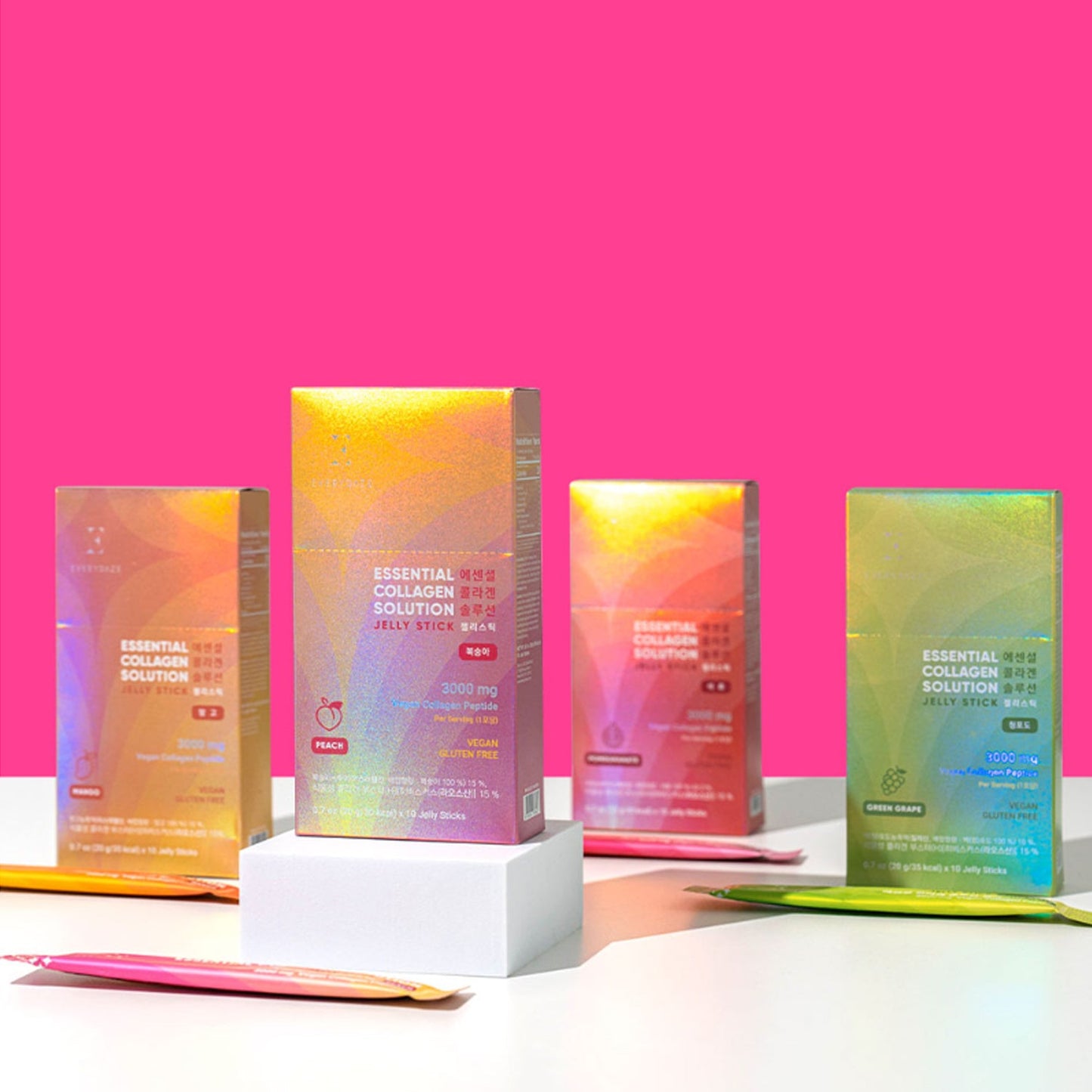 Everydaze Vegan Collagen Jelly Stick 4-Flavor Set (10 Sticks per Flavor)