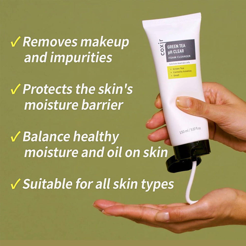 (NEWK) COXIR Green Tea pH Clear Foam Cleanser 150ml - KLO
