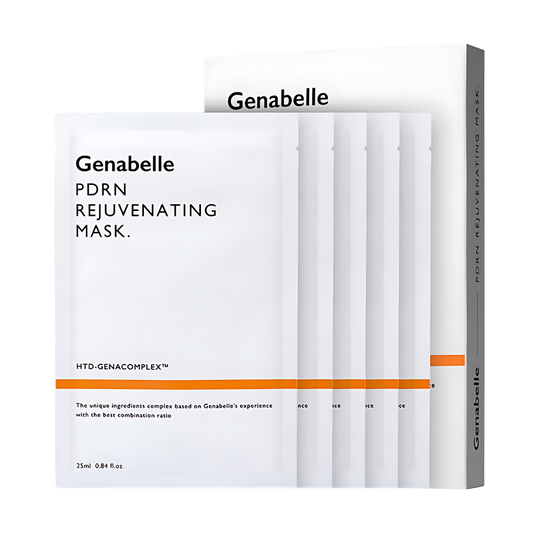 Genabelle PDRN Rejuvenating Mask Sheet 25ml 5ea 1pack: a pack of five mask sheets for rejuvenation, each containing 25ml of PDRN formula.