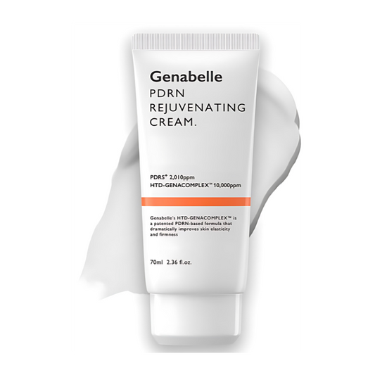 70ml Genabelle PDRN Rejuvenating Cream in a luxurious white and gold container.
