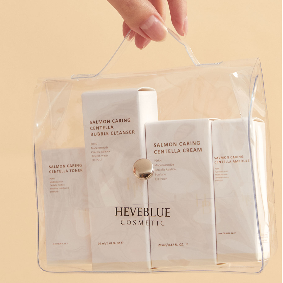 HEVE BLUE Salmon Caring Centella Special Travel Kit Bag