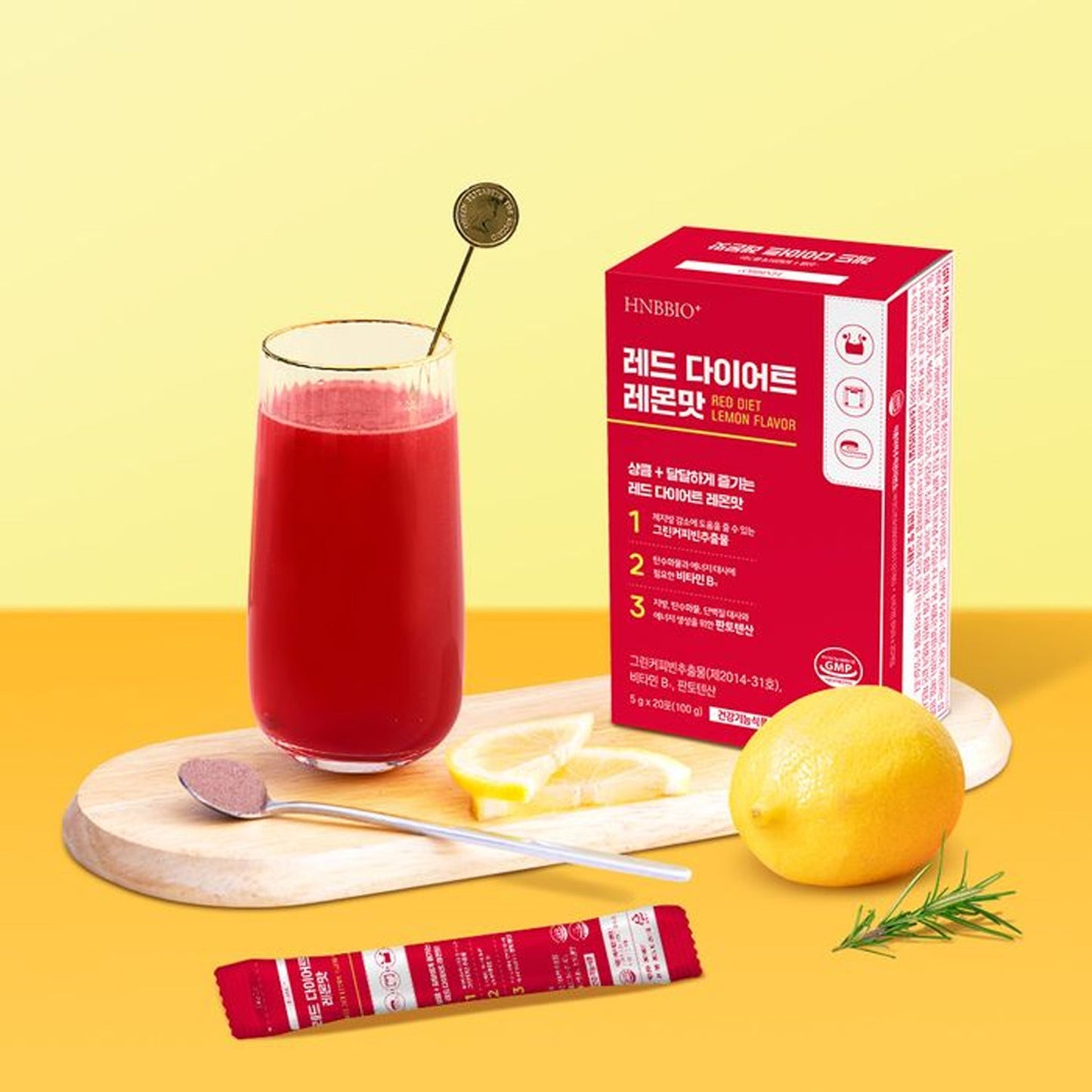 HNBBIO+ Red Lemon Drink Mix (1 Box, 20 Sticks)