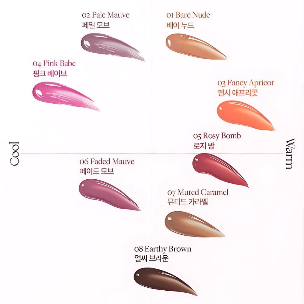 Choose from 8 radiant shades and enjoy the perfect blend of gloss, hydration, and color with the Heart Percent Dote On Mood One Way Glowy Tint.