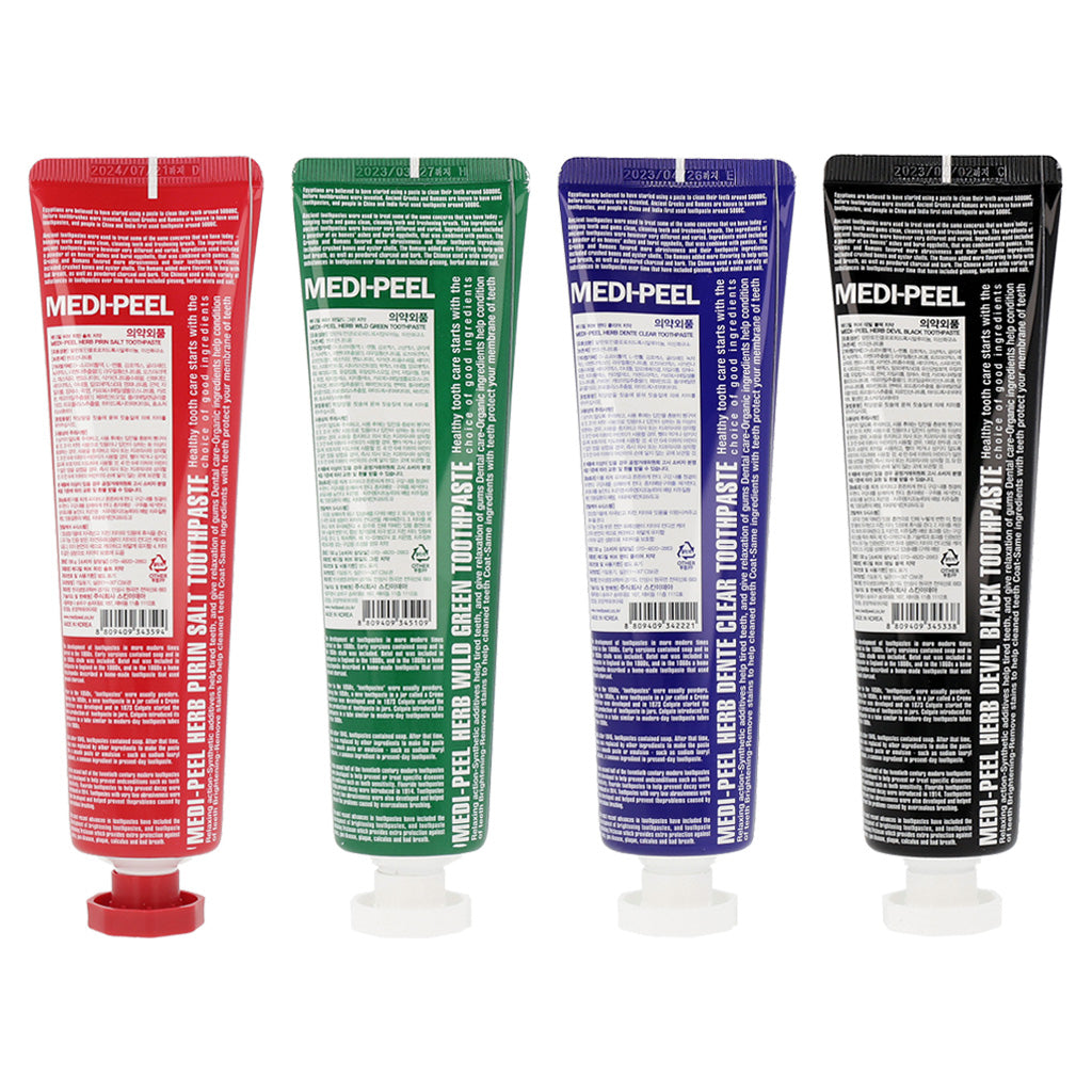 MEDI-PEEL Herb Toothpaste 130g (4 types) Pirin Salt / Wild Green / Dente Clear / Devil Black - Dodoskin
