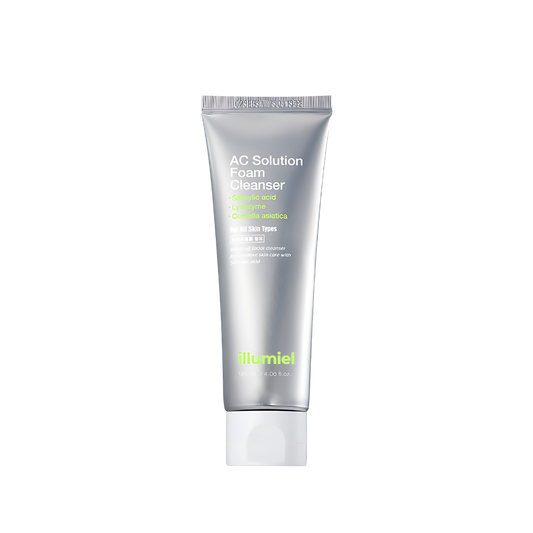 A 120ml bottle of ILLUMIEL AC Solution Foam Cleanser, designed to cleanse and purify the skin.