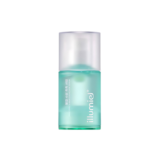 ILLUMIEL Mulgyeol Subun CHOKCHOK Serum 30ml bottle with a dropper, isolated on white background.