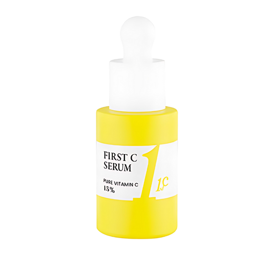 LIZ K First C Serum: 15% Pure Vitamin C in a 20ml bottle, designed to brighten and rejuvenate the skin.