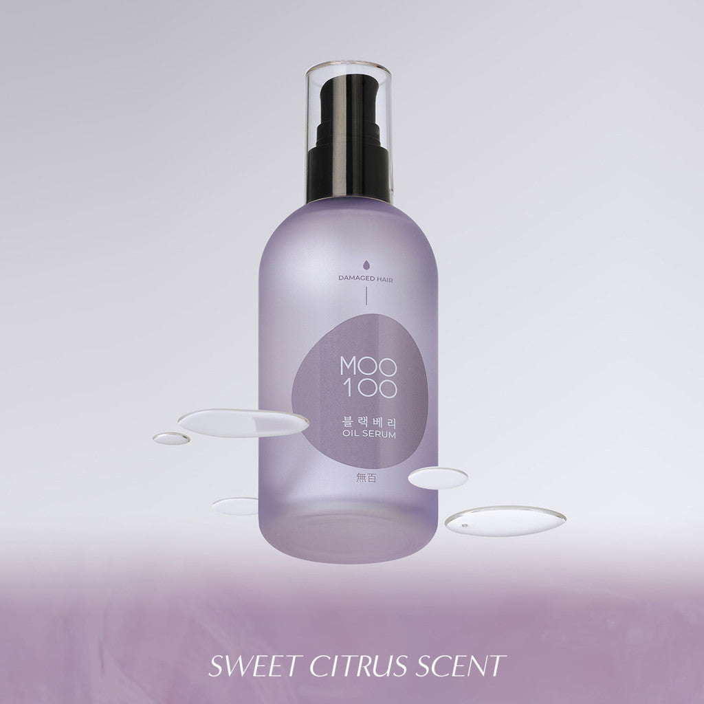 A 100ml bottle of MOO100 Blackberry Oil Serum.
