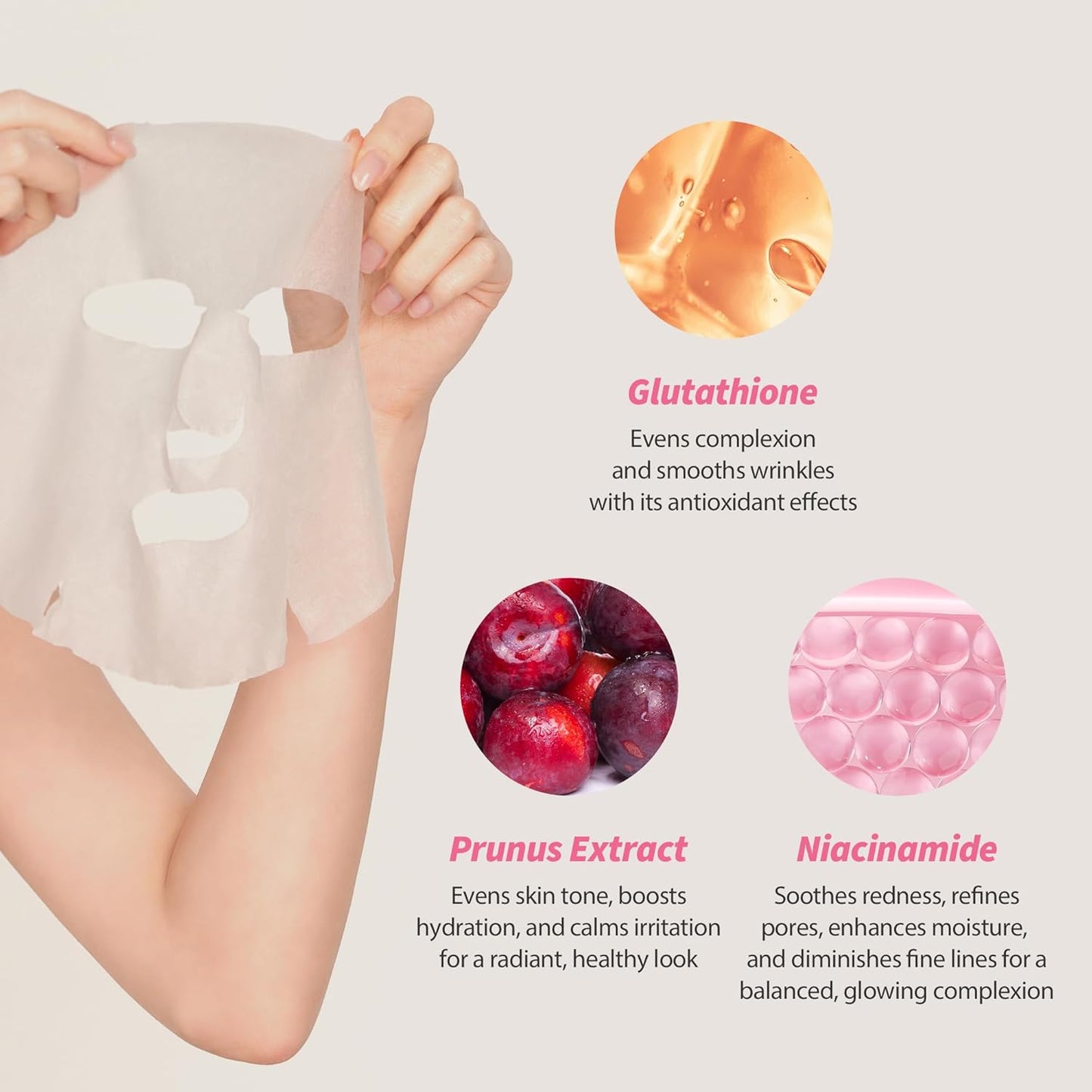 Milk Touch Plum Pink Glutathione Gentle Daily Brightening Mask 330g x 30 Sheets