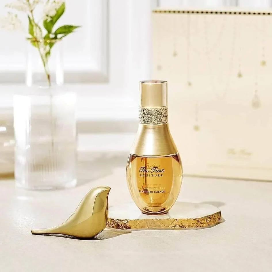Elegant gold bottle of O HUI The First Geniture Sym-Micro Essence 50ml - KLO perfume.