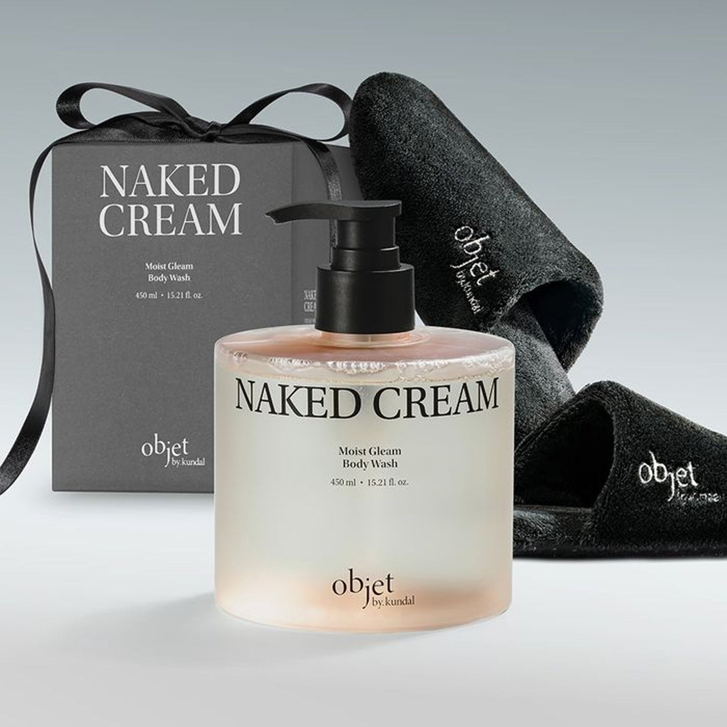 Objet by KUNDAL Moist Gleam Body Wash 450ml & Room Slippers Set