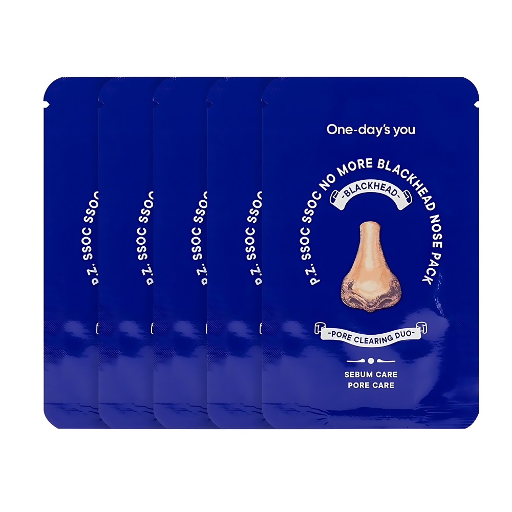 One-day's P.Z Ssoc No More Blackhead Nose Pack, 2g each, pack of 5, designed to eliminate blackheads effectively.