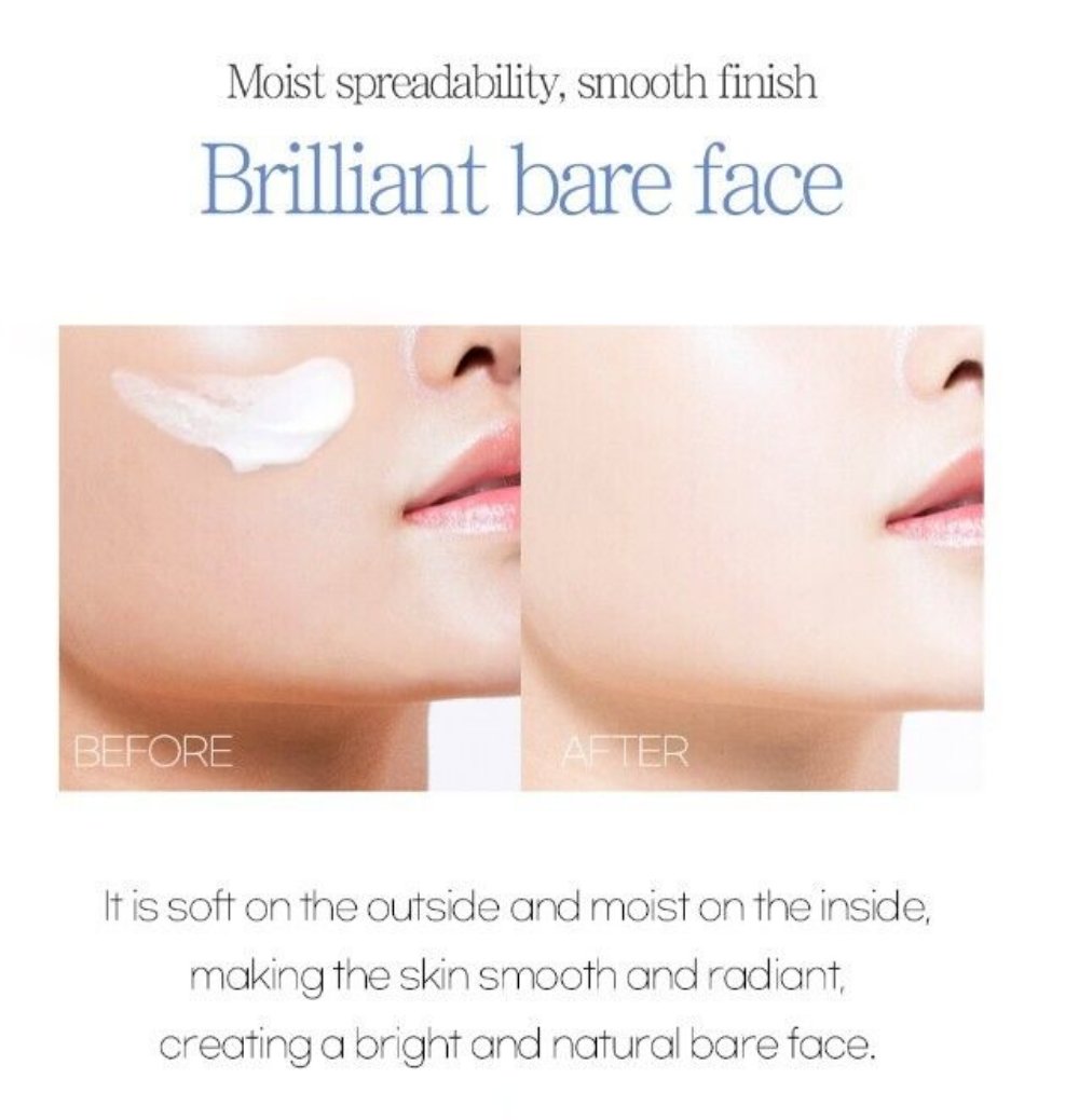 Show the before and after when you use a Pretty skin Diamond Pure Glow Tone-Up Cream 100ml