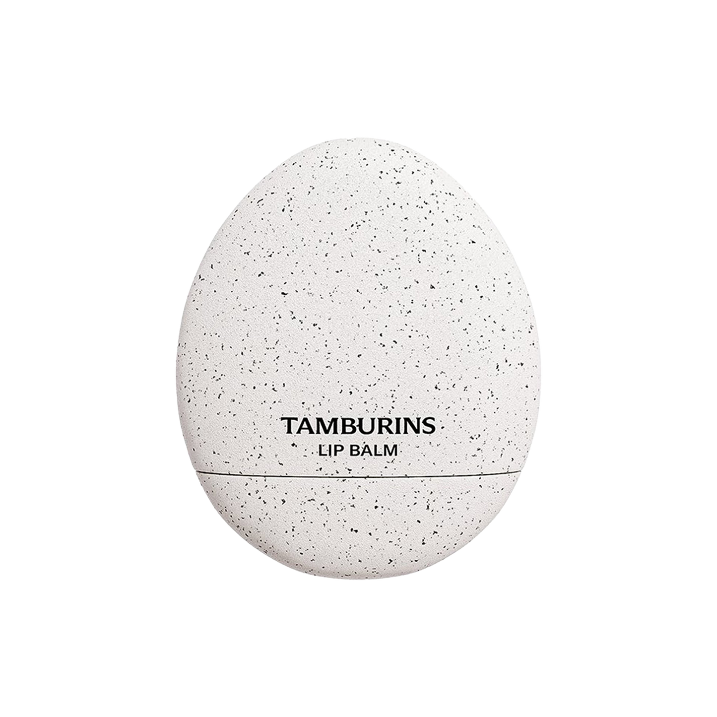 White egg-shaped lip balm container with 'TAMBURINS Egg Lip Balm' label from Palermo.
