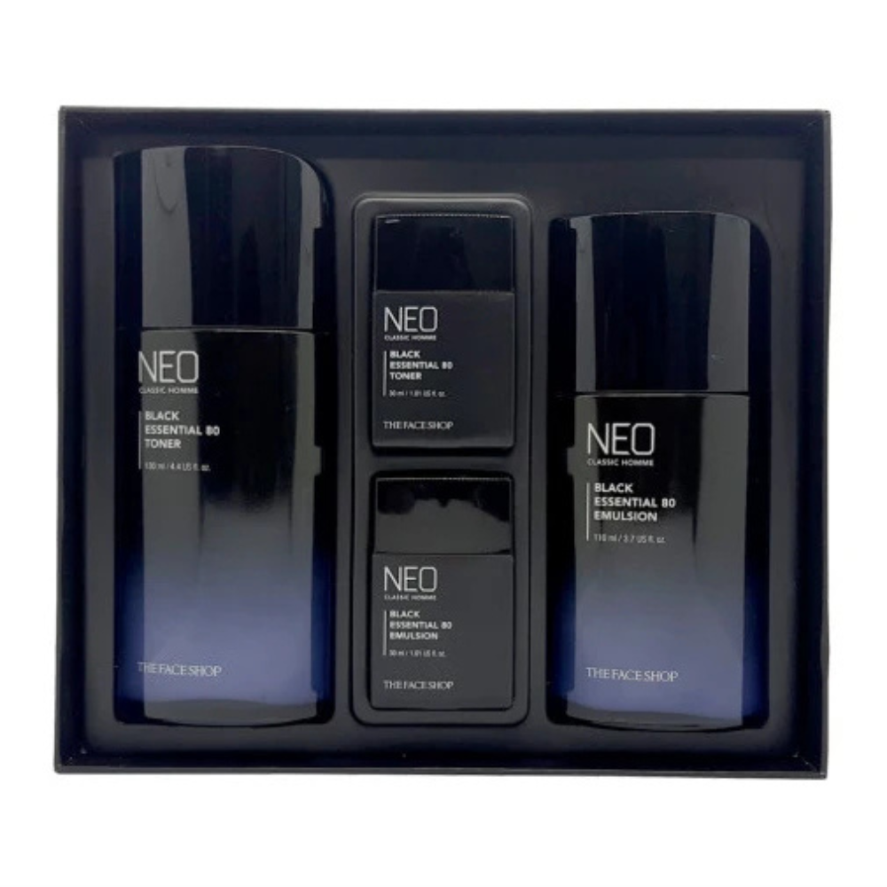 THE FACE SHOP Neo Classic Homme Black Essential Set (Toner 130ml+Emulsion 110ml+Toner 30ml+Emulsion 30ml)