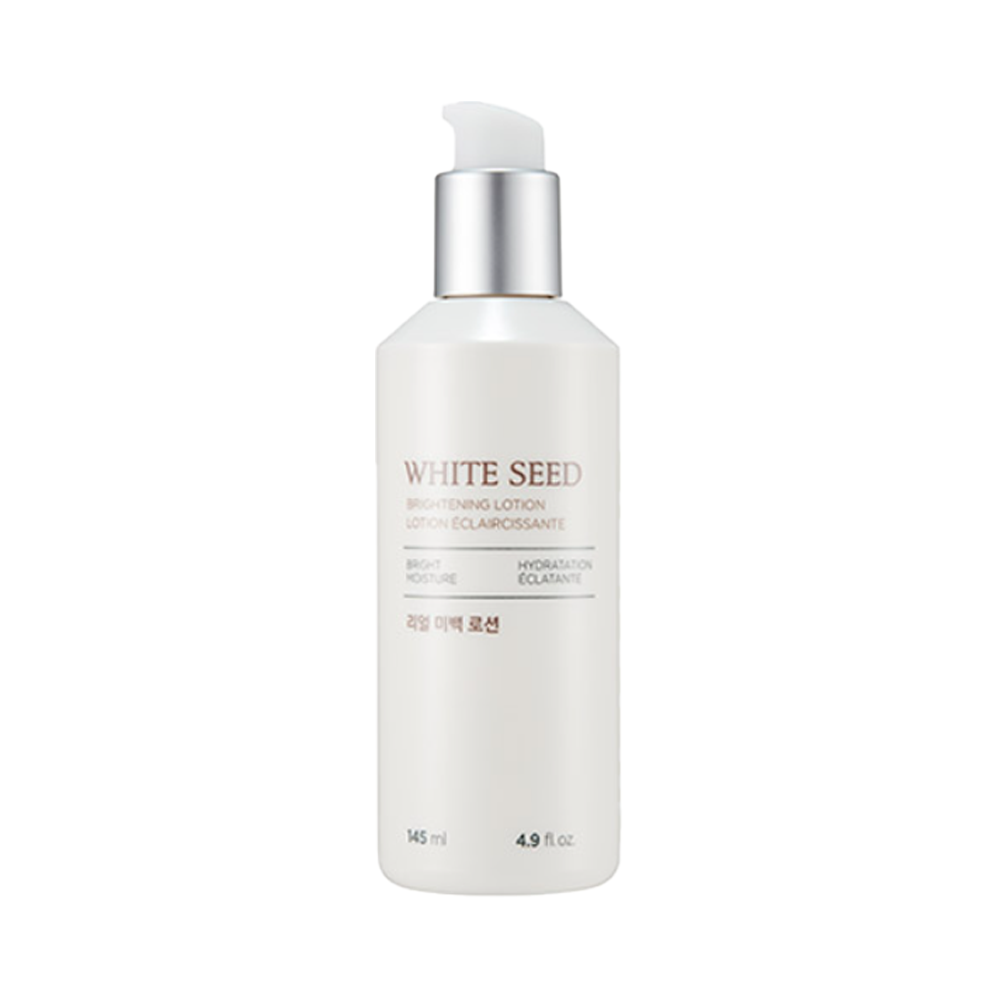 The THE FACE SHOP White Seed Brightening Lotion 145ml is a lightweight lotion formulated to provide hydration and brightening benefits to the skin.