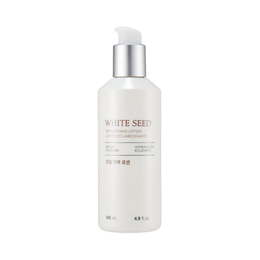 The THE FACE SHOP White Seed Brightening Lotion 145ml is a lightweight lotion formulated to provide hydration and brightening benefits to the skin.