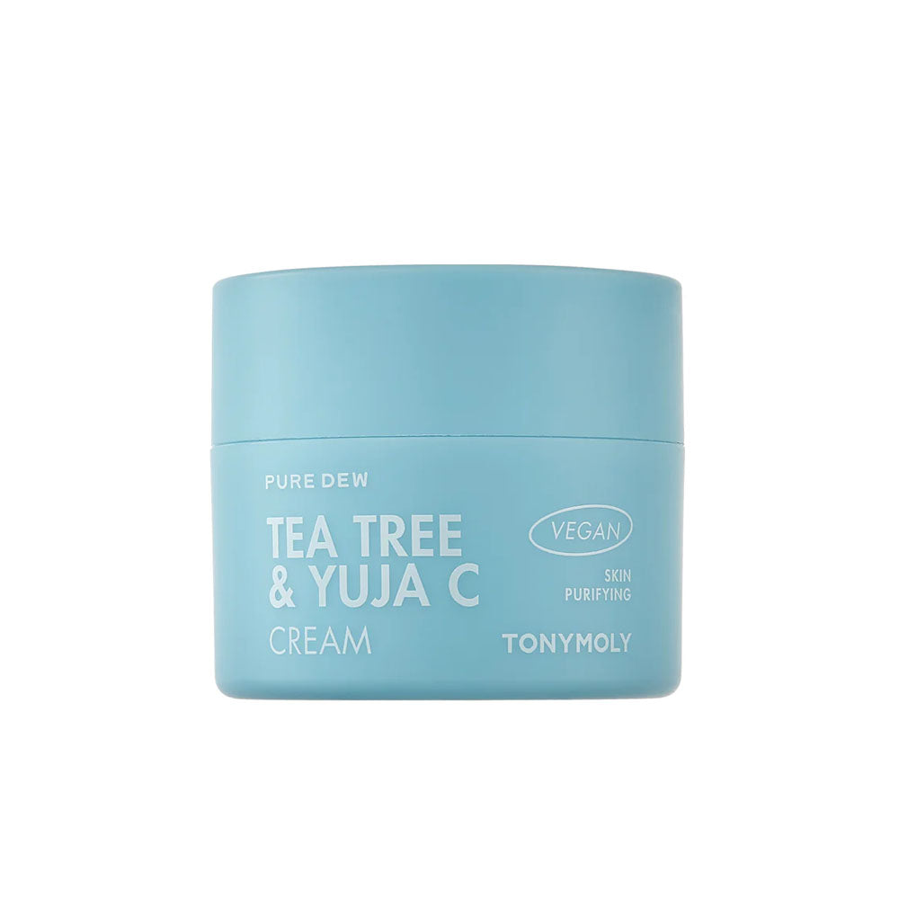 Image of TONYMOLY Pure Dew Tea Tree & Yuja C Cream in a 50ml jar.