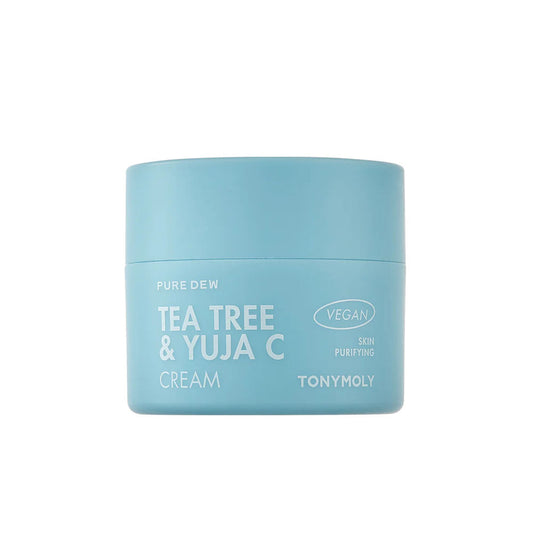 Image of TONYMOLY Pure Dew Tea Tree & Yuja C Cream in a 50ml jar.