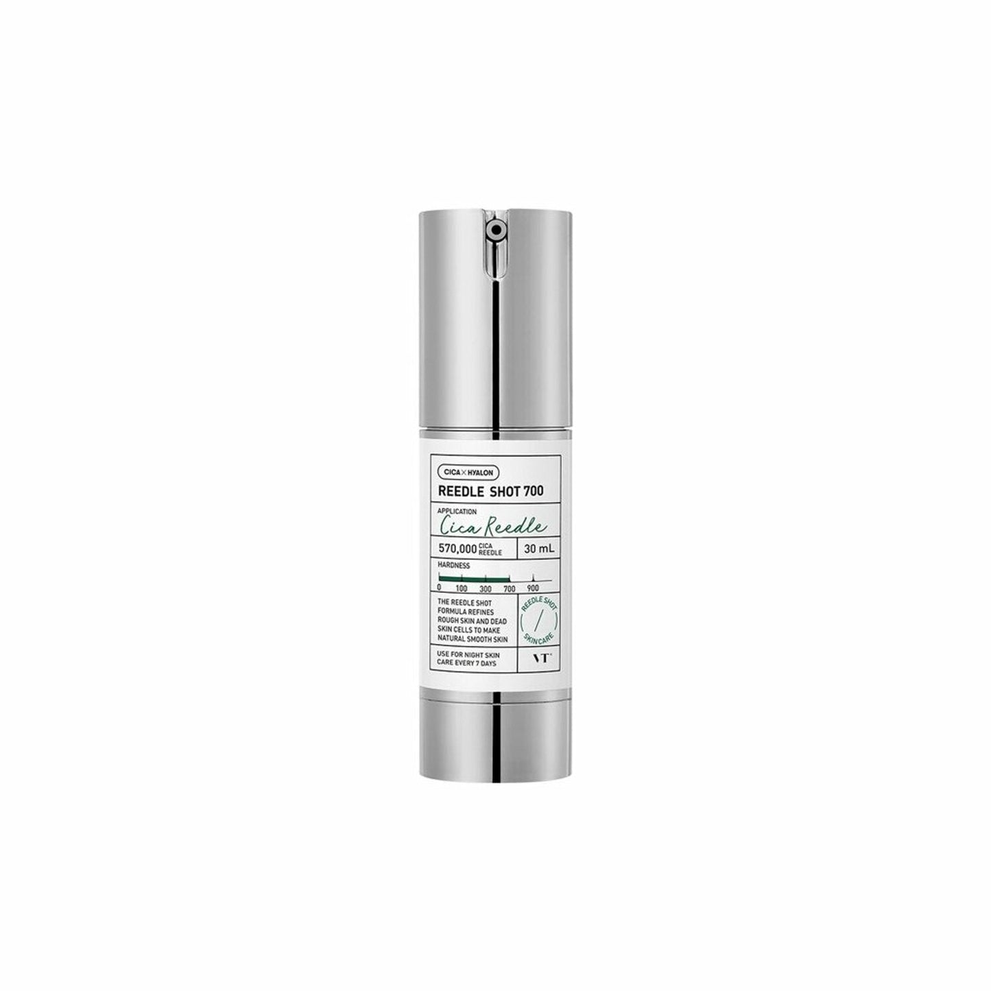 VT Cosmetics Cica Reedle Shot 700 Essence 30ml bottle, designed for skin soothing and hydration with a modern aesthetic.