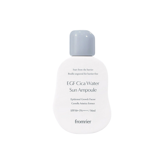 Vegan EGF Cica Water Sun Ampoule SPF50+ PA++++ 56ml bottle with a white label.