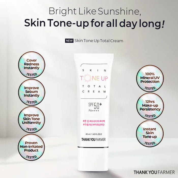 (Matthew검수) THANK YOU FARMER  Skin Tone Up Total Cream SPF50+ PA++++ 40ml - DODOSKIN