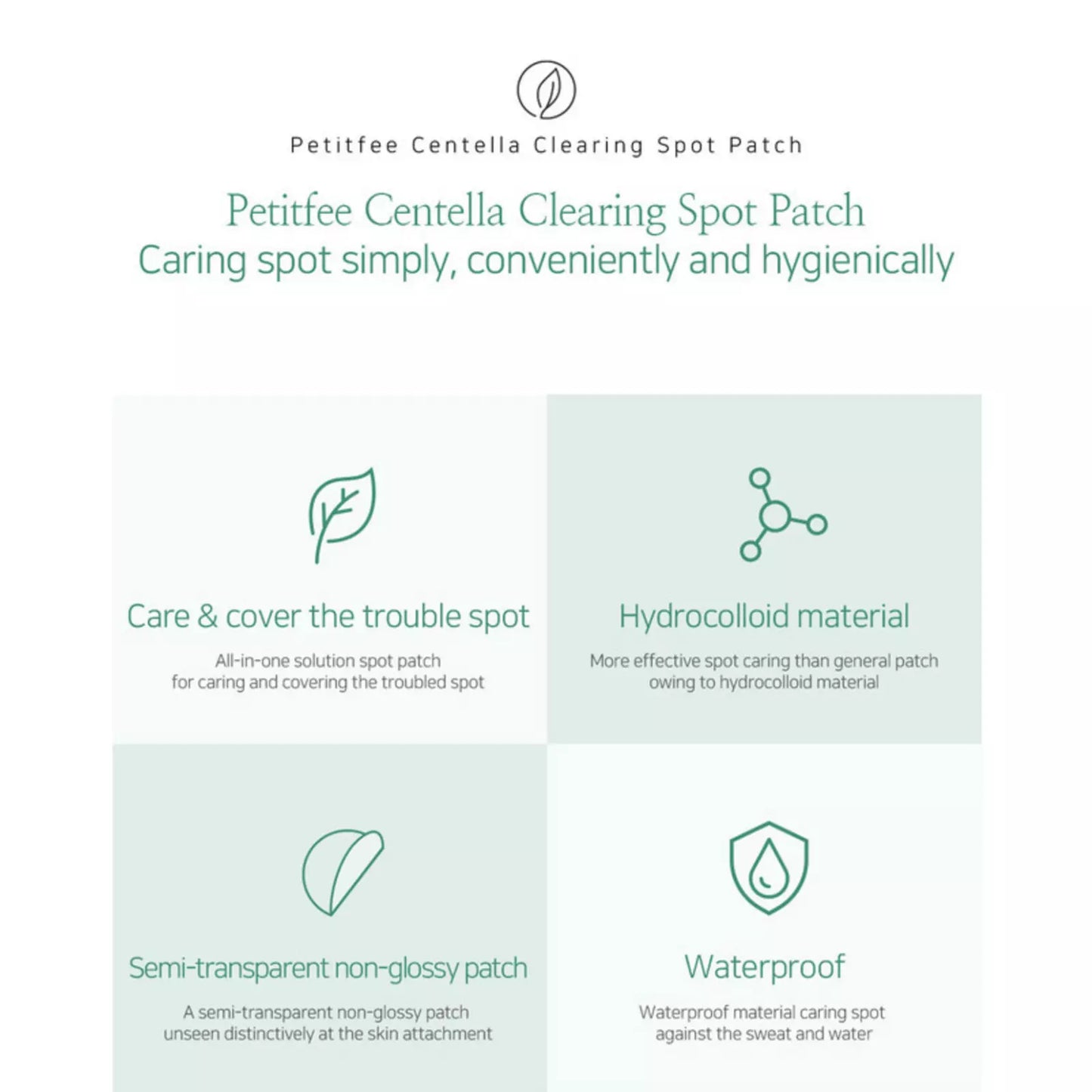 PETITFEE Centella Clearing Spot Patch 23pcs 1 sheet - KLO