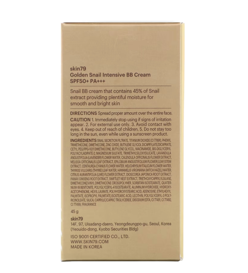 skin79 Golden Snail Intensive BB Cream SPF50+ PA+++ 45g - KLO