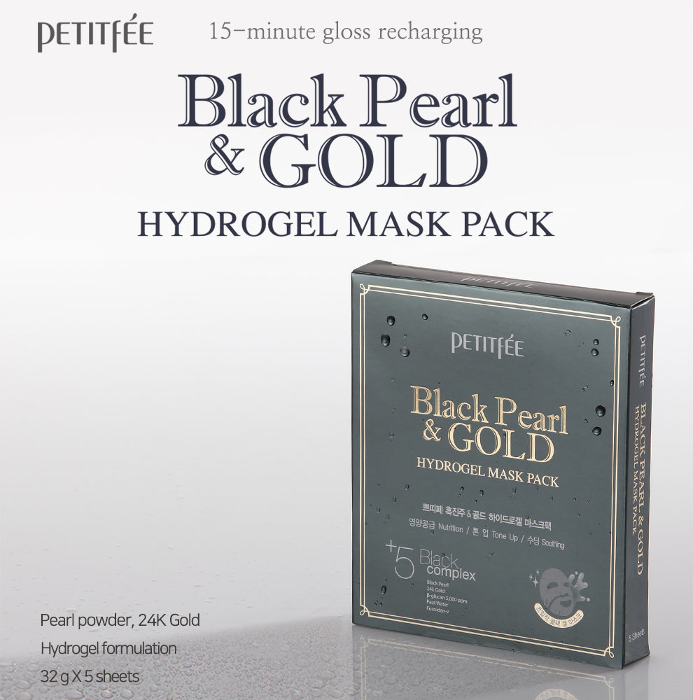 PETITFEE Black Pearl & Gold Hydrogel Mask Pack 5ea - KLO