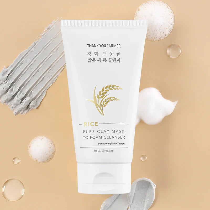 THANK YOU FARMER Rice Pure Clay Mask to Foam Cleanser 150ml - KLO