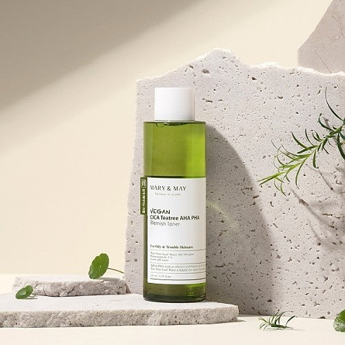 Mary&May Vegan Cica Teatree AHA PHA Blemish Toner 200ml - DODOSKIN
