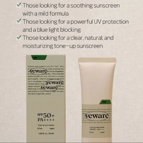 VEWARE vegan toneup sun cream 50ml SPF50+ PA++++ - KLO