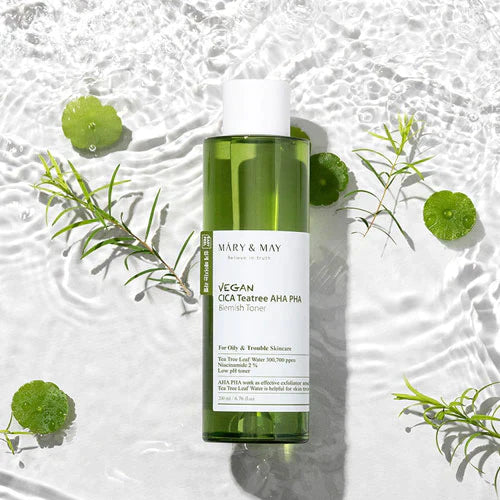 Mary&May Vegan Cica Teatree AHA PHA Blemish Toner 200ml - KLO